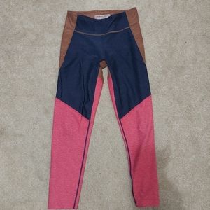 Outdoor Voices Colorblock Leggings - Pink, Blue, and Brown